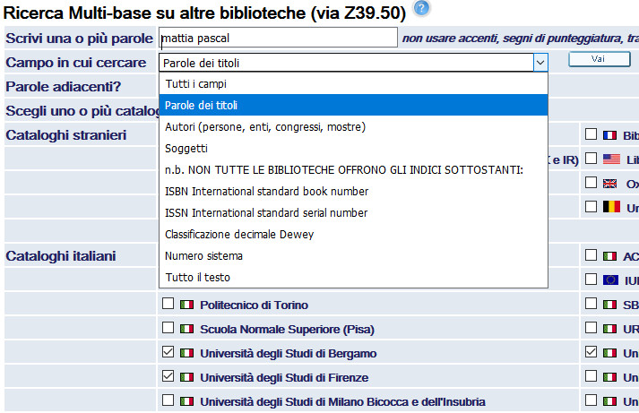 Maschera di ricerca multi-base