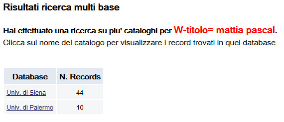 Risultati della ricerca su più biblioteche